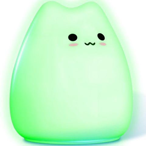 Lampka nocna silikonowa dla dzieci na baterie 7 kolorów LED - kot