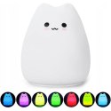 Lampka nocna silikonowa dla dzieci na baterie 7 kolorów LED - kot