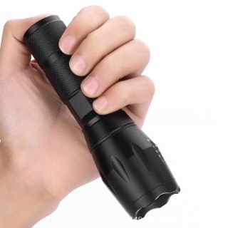 Latarka akumulatorowa taktyczna metalowa 5 trybów ZOOM