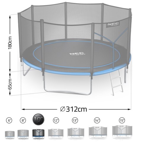 Trampolina ogrodowa 10ft/312cm z siatką zewnętrzną i drabinką Neo-Sport