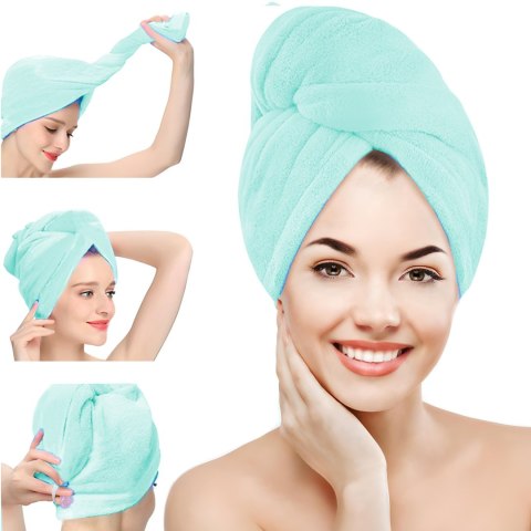 Turban ręcznik do suszenia włosów z mikrofibry chłonny - miętowy