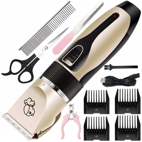 Golarka maszynka do strzyżenia psów zwierząt akumulatorowo sieciowa 4 nasadki