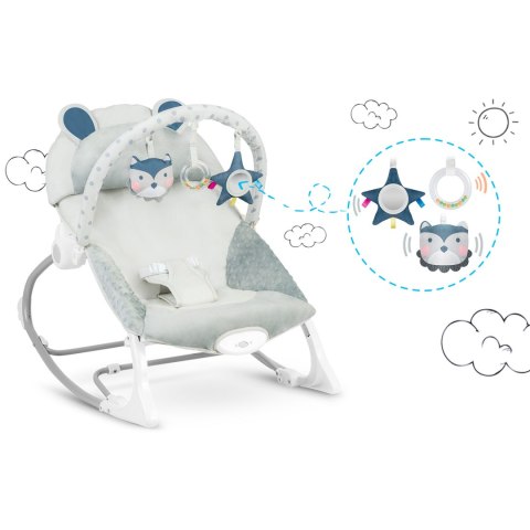 Leżaczek bujaczek z wibracją Ricokids - szary