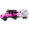 Samochód Terenowy Z Przyczepą Do Przewozu Koni Figurka Światła Dźwięki