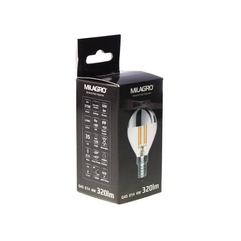 Żarówka Filamentowa LED 4W G45 E14 2700K TOP SILVER