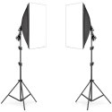 Zestaw fotograficzny studyjny 2x statyw 2x softbox 50 x 70 cm 2x żarówka 135 W