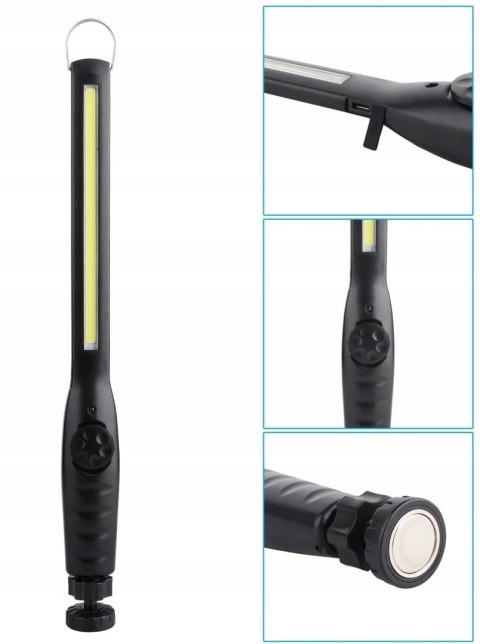 Lampa warsztatowa latarka robocza akumulatorowa z magnesem LED 400 lm