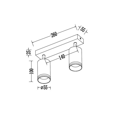 Oprawa Pipe Ring Spot Czarny 2xGU10