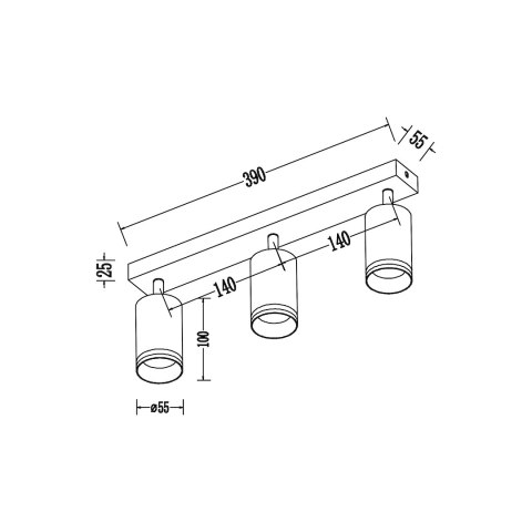 Oprawa Pipe Ring Spot Czarny 3xGU10