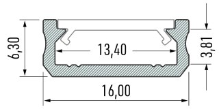 PROFIL ALUMINIOWY CZARNY TYP D 1m + KLOSZ MLECZNY