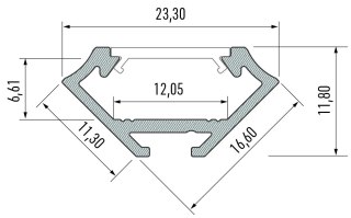 PROFIL ALUMINIOWY NAROŻNY SREBRNY TYP C 1m + KLOSZ MLECZNY