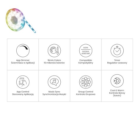 Zestaw LED RGB Wi-FI 5m Smart Tuya IP65 + CCT + Dim 12V