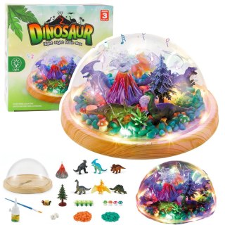 Zestaw Kreatywny Terrarium z Dinozaurami Lampka Nocna Kopuła Dźwięki DIY