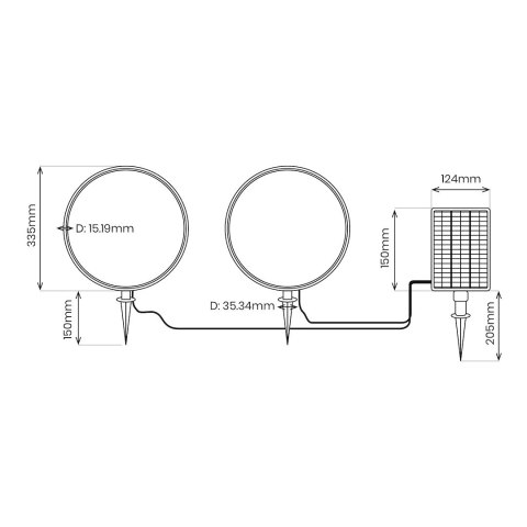 Lampa Solarna Rings 2x1,5W 2x25lm 3000K