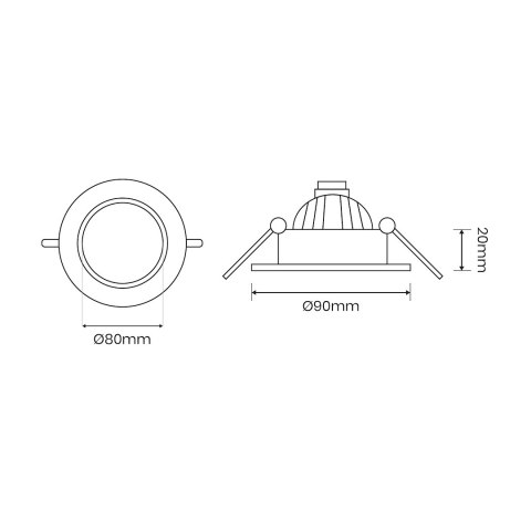 Oczko sufitowe szklane OKRĄGŁE. Kolor: BURSZTYN
