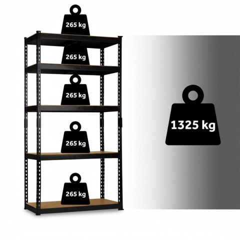 Regał metalowy magazynowy 183 x 90 x 40 cm Humberg HR-853 czarny