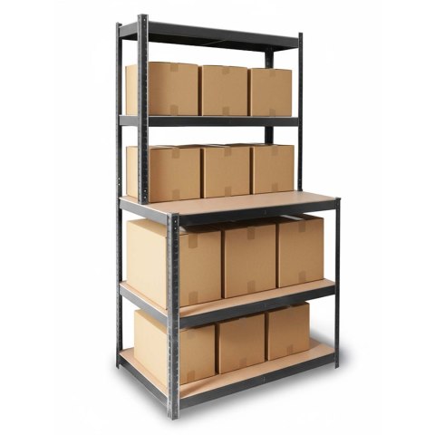 Regał metalowy stół warsztatowy 180 x 100 x 60 cm Humberg HR-855 czarny