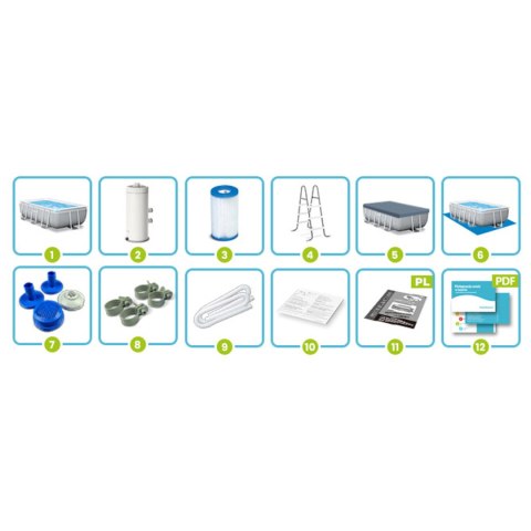 Basen ogrodowy stelażowy 488 x 244 x 107 cm zestaw 6w1 INTEX 26792