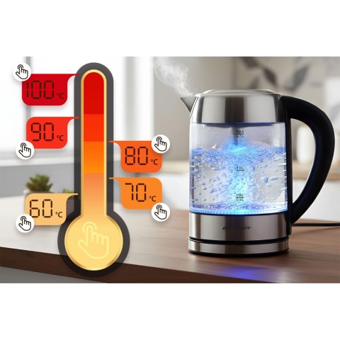 Czajnik elektryczny szklany z regulacją temperatury 1,7l 2200W Berdsen BD-714