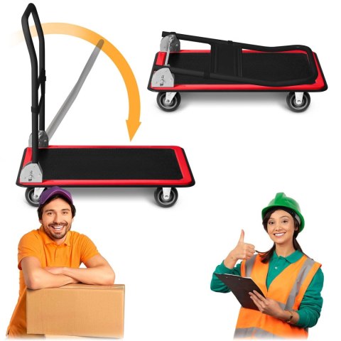 Wózek transportowy platformowy HM-505 czarno-czerwony