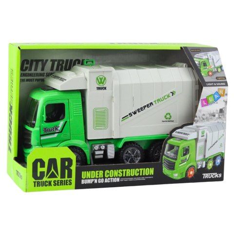 Ciężarówka Śmieciarka Miejska Światła Dźwięki Zielona