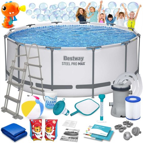 Basen ogrodowy stelażowy 366 x 122 cm 18w1 Bestway 56420 + maszynka do baniek GRATIS