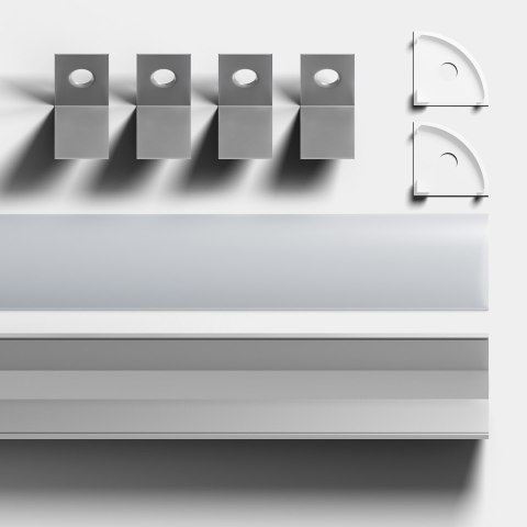 Profil LED kątowy NR zestaw z kloszem mlecznym 2m