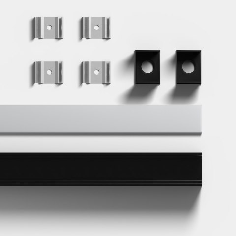 Profil LED natynkowy NT zestaw z kloszem mlecznym Czarny 2m