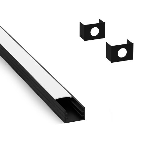 Profil LED natynkowy NT zestaw z kloszem mlecznym Czarny 2m