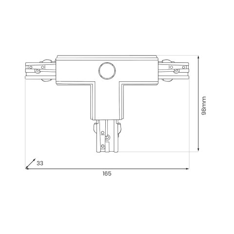Łącznik Lampy Track Light Czarny 3-obwodowy Typ: T UL
