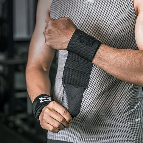 Opaska sportowa stabilizująca na nadgarstek czarna - 2 szt.