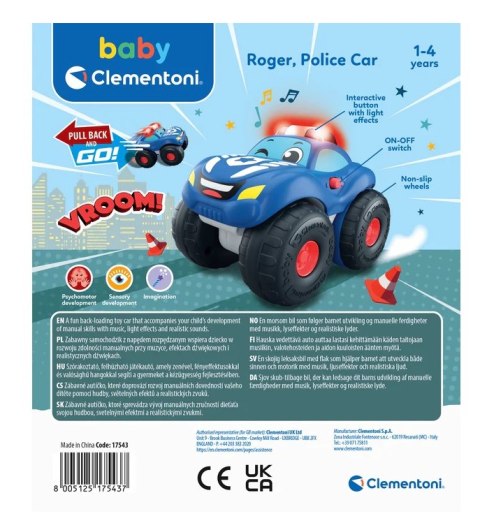 Samochód Policyjny Roger Efekty Dźwiękowe Świetlne Clementoni 17543