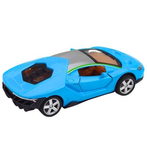 Samochód Sportowy Metalowy Napęd Światła Dźwięki Niebieski 1:32