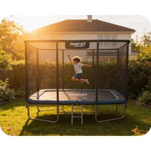 Trampolina ogrodowa prostokątna 12x8ft/366x244cm z siatką zewnętrzną i drabinką Neo-Sport