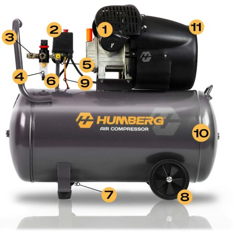 Kompresor sprężarka powietrzna olejowa 100l 8 bar Humberg HM-257