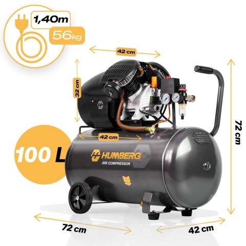 Kompresor sprężarka powietrzna olejowa 100l 8 bar Humberg HM-257