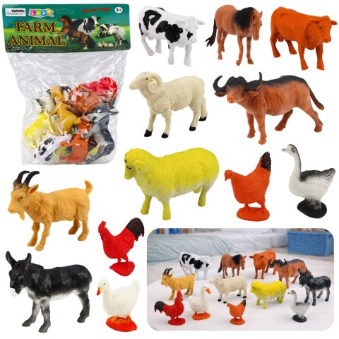 Zestaw Figurki Zwierzęta Gospodarskie Domowe Farma 12 szt.