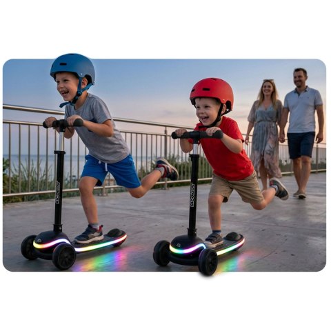 Hulajnoga trójkołowa dla dzieci balansowa LED Ricokids Leddi - czarna