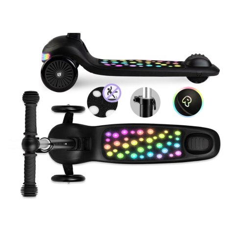 Hulajnoga trójkołowa dla dzieci balansowa LED Ricokids Glowi - czarna