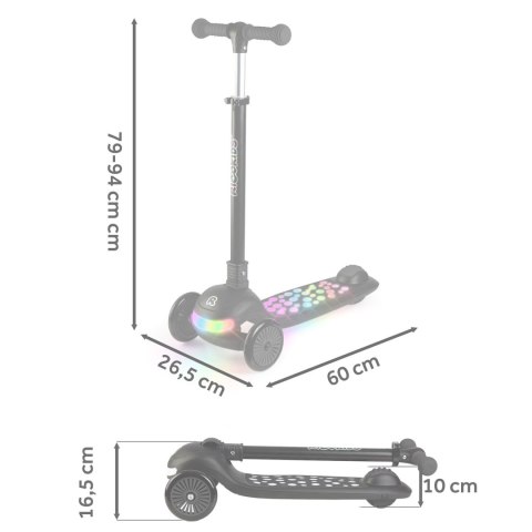 Hulajnoga trójkołowa dla dzieci balansowa LED Ricokids Glowi - czarna