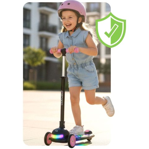 Hulajnoga trójkołowa dla dzieci balansowa LED Ricokids Glowi - czarno-różowa