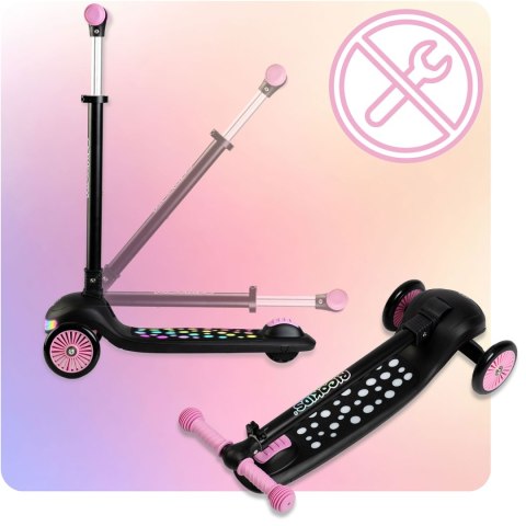 Hulajnoga trójkołowa dla dzieci balansowa LED Ricokids Glowi - czarno-różowa