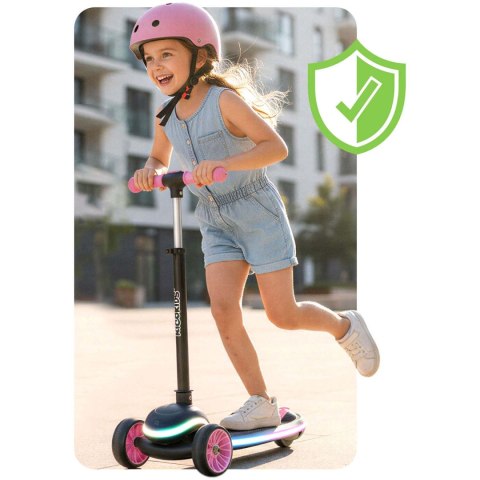 Hulajnoga trójkołowa dla dzieci balansowa LED Ricokids Leddi - czarno-różowa