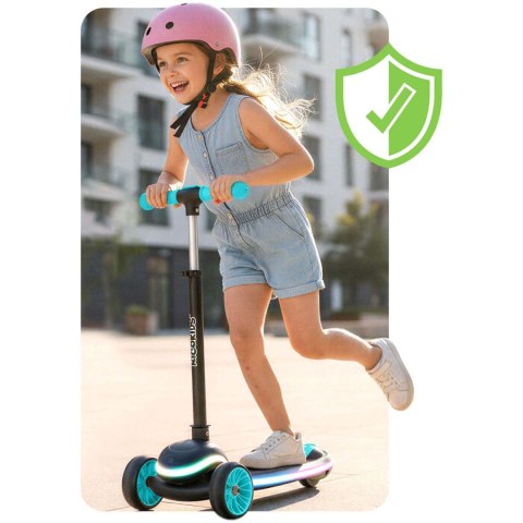 Hulajnoga trójkołowa dla dzieci balansowa LED Ricokids Leddi - czarno-turkusowa