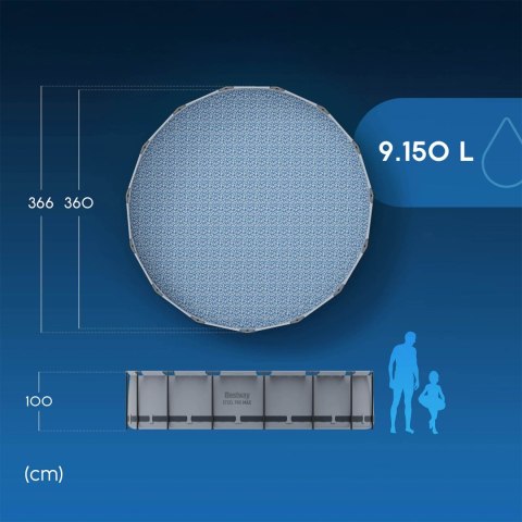 Basen ogrodowy stelażowy 366 x 100 cm zestaw 10w1 Bestway 56418