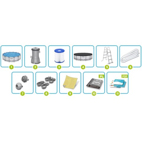 Basen ogrodowy stelażowy 427 x 107 cm 11w1 Bestway 56950