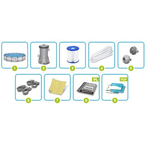 Basen ogrodowy stelażowy 427 x 84 cm zestaw 9w1 Bestway 56595
