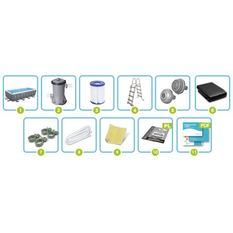 Basen ogrodowy stelażowy 488 x 244 x 122 cm 12w1 Bestway 56670