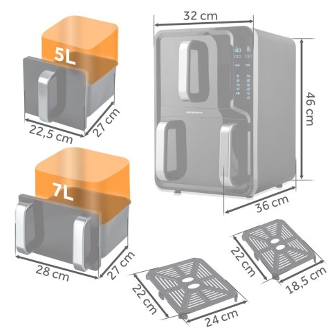 Frytkownica beztłuszczowa dwukomorowa pionowa 12 l Air fryer frytownica Berdsen 2800W BD-664