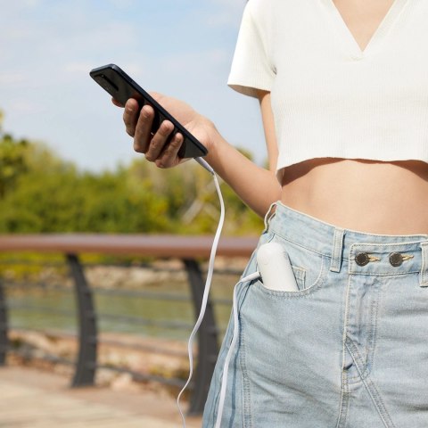 Mini wentylator wiatrak przenośny z funkcją powerbanka i latarką składany 4500mAh USB-C - biały